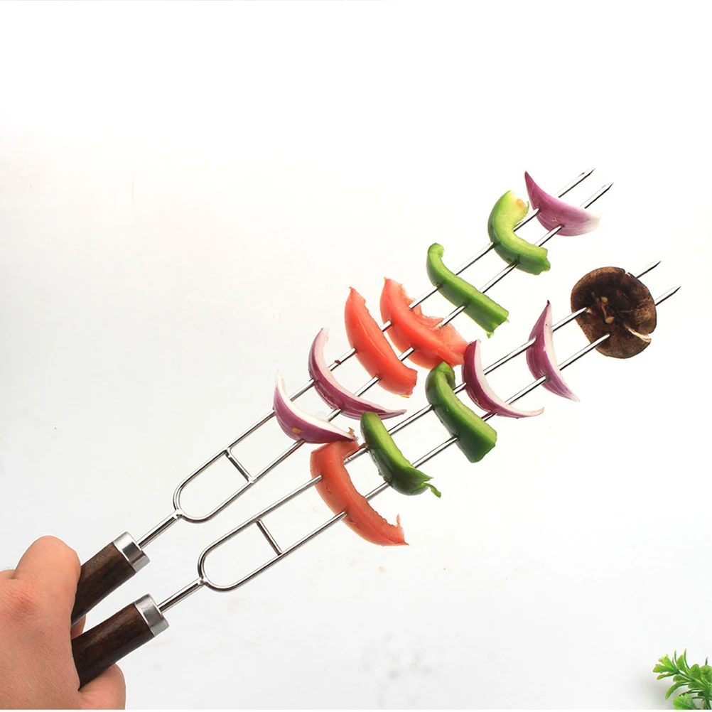 

4Pcs Stainless Steel Barbecue Stick Premium Rustproof Meat Fork for Grilled Chicken Wings Kebabs Outdoor Bbq Camping Portable