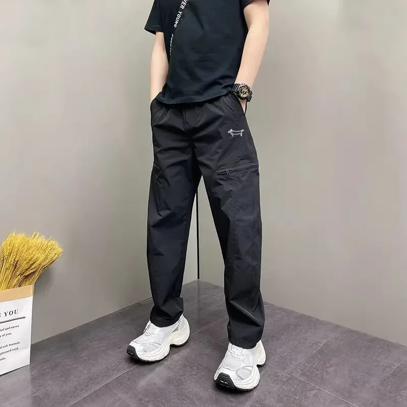 Summer Thin Men's Golf Pants Fashion Personality Design Sense Zipper Loose Straight Casual Wide Leg Pants Men Golf Clothing