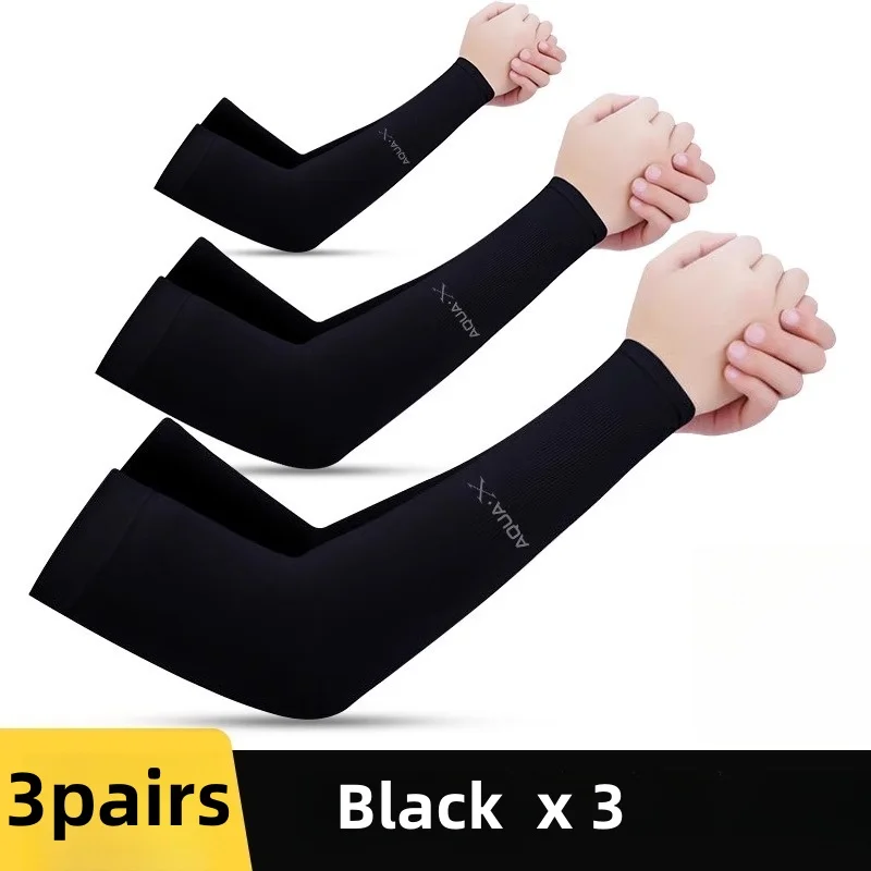 3 pares de mangas neutras, protetores de braço para o sol no verão, mangas de alta elasticidade, adequadas para atividades ao ar livre, como a prática de esportes.