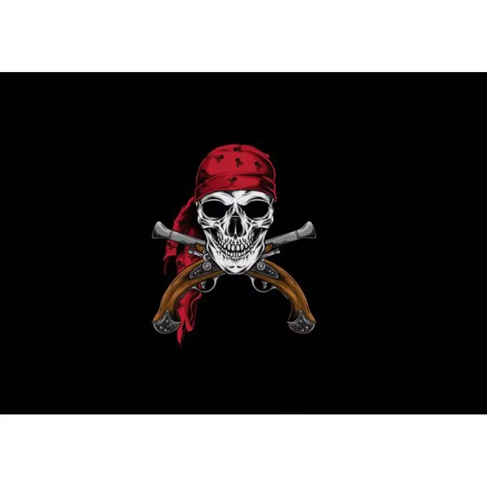 90x150cm CUSTOM pirate skull Flag with RED headscarf BANNER