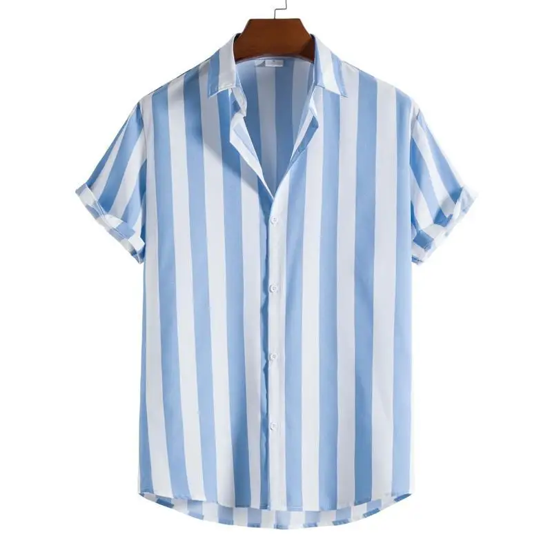 

Casual Striped irt for Men Breathable Cotton ort Sve Printed Slim Fit Summer Youth Faion Casual ortsved irt