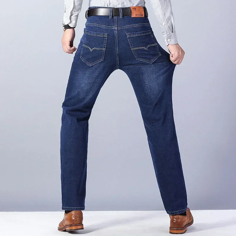 Klassische lange gerade Freizeithose für Herren, modische Denim-Jeans, Business-Cual-Hose, Übergröße 28–50