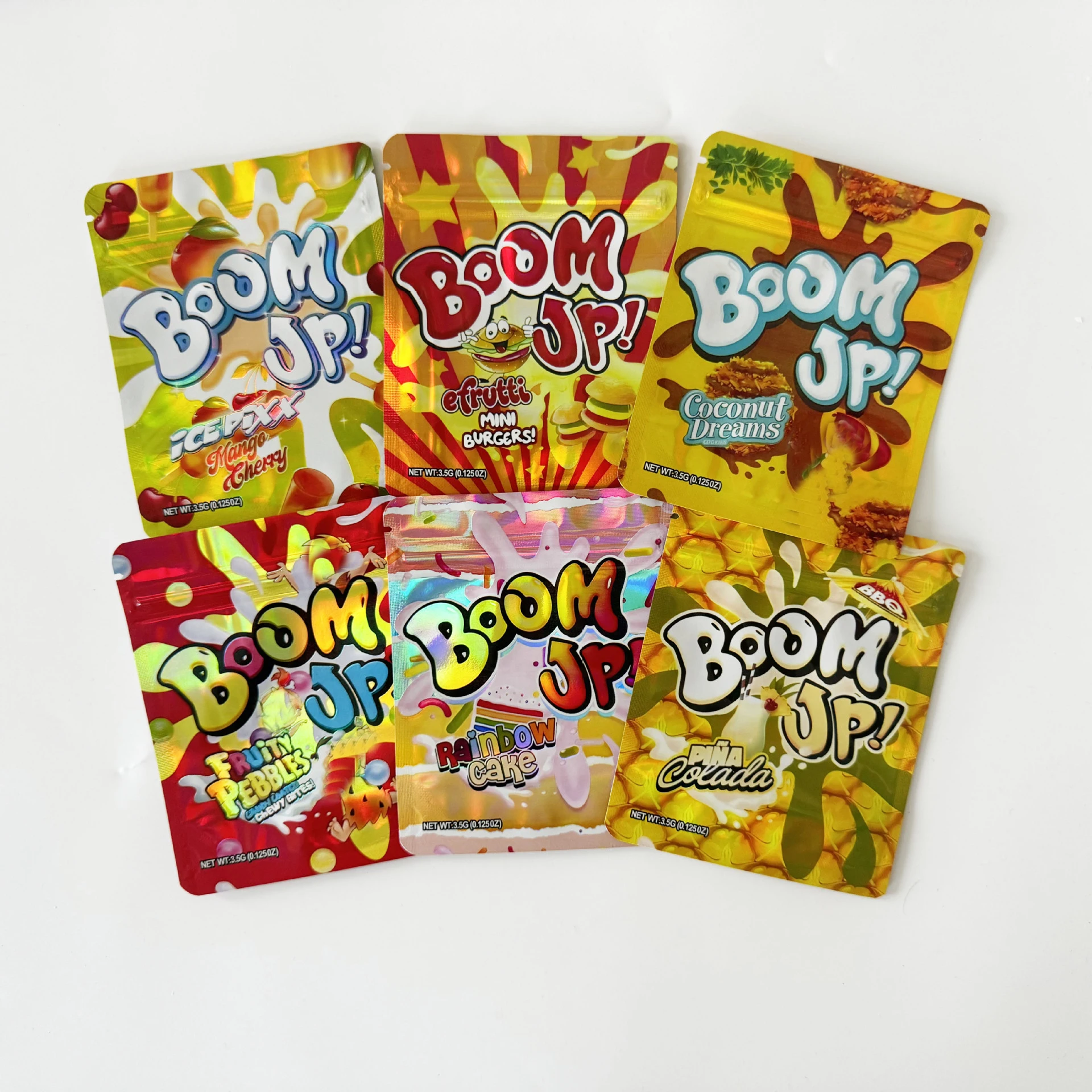 Holographic Designs Mylar Bags 3.5g Smell Proof Pouch Soft Touch Cartoon Empty Zip Lock 3.5 Snack Package Storage Packaging Case
