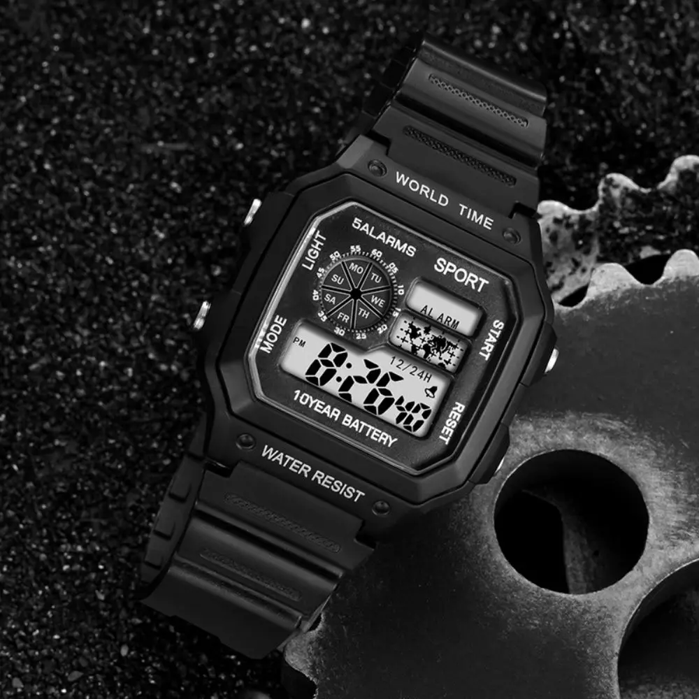 Men's Watches Big Dial LED Digital Watch Multifunction Men Sports Watch Alarm Clock Stopwatch Fitness Electronic Wristwatch