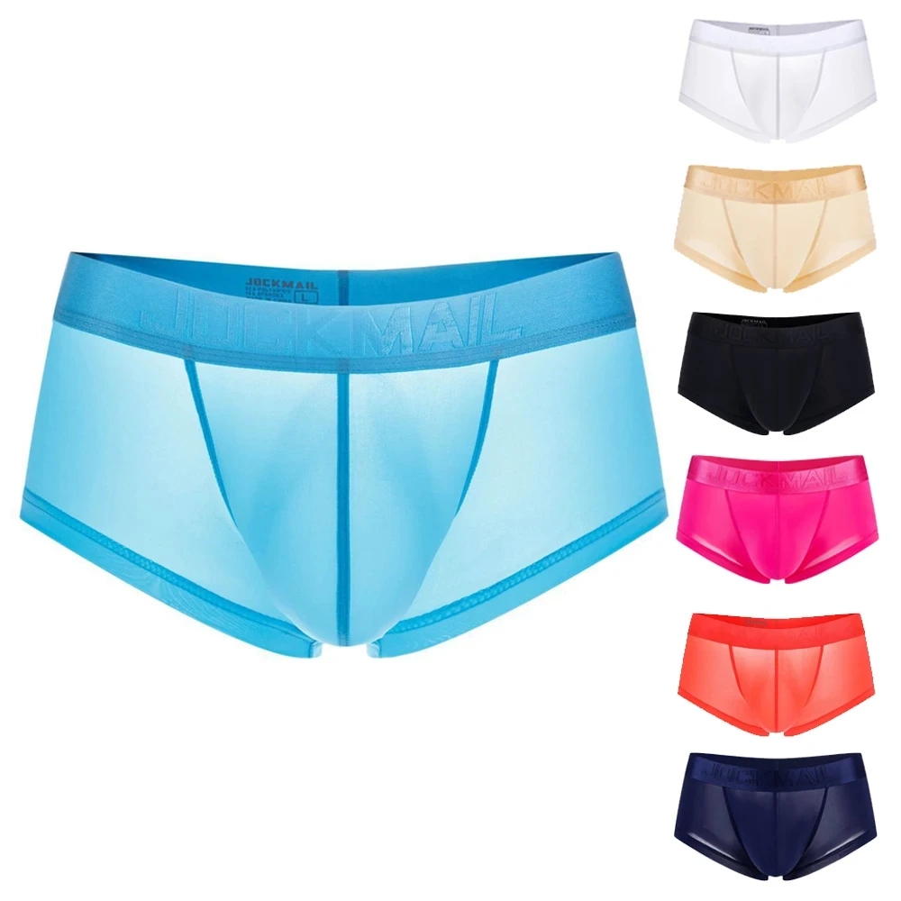 JOCKMAIL Ultra-thin Ice Sexy Underwear Men Boxers Solid Convex Mens Underpants Short Panties Slip Homme Cueca Gay Male Boxers