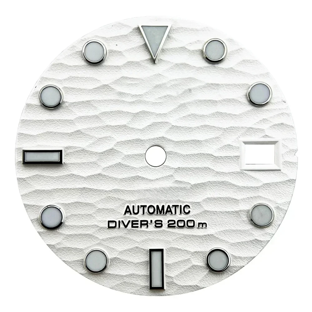 28.5mm S 3D Wave Dial NH35 voor NH35 NH36 Automatisch uurwerk Groene lichtgevende horlogemodificatie Accessoires Aangepast logo