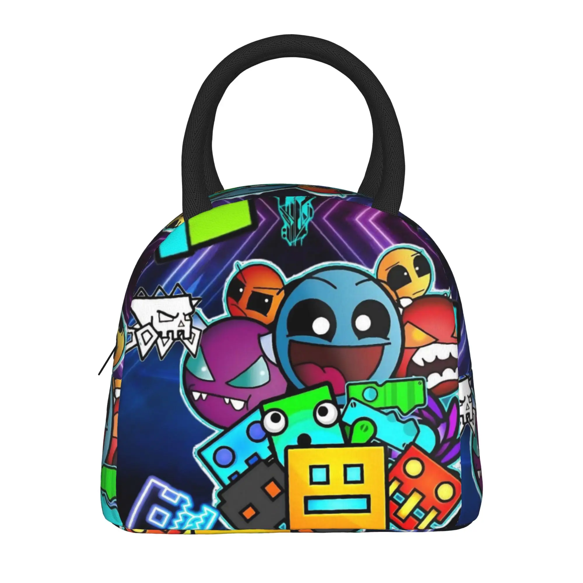 Insulated Lunch Bags Geometry Dash Games Product  Storage Food Box INS Trendy Thermal Cooler Bento Box For School