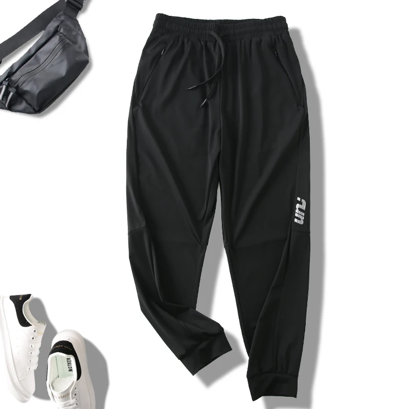 

Ice Silk Men's Summer Thin Casual Pants Elastic Qui Dry Sport Leisure Long Trousers Faionable Brand Cool Sensation