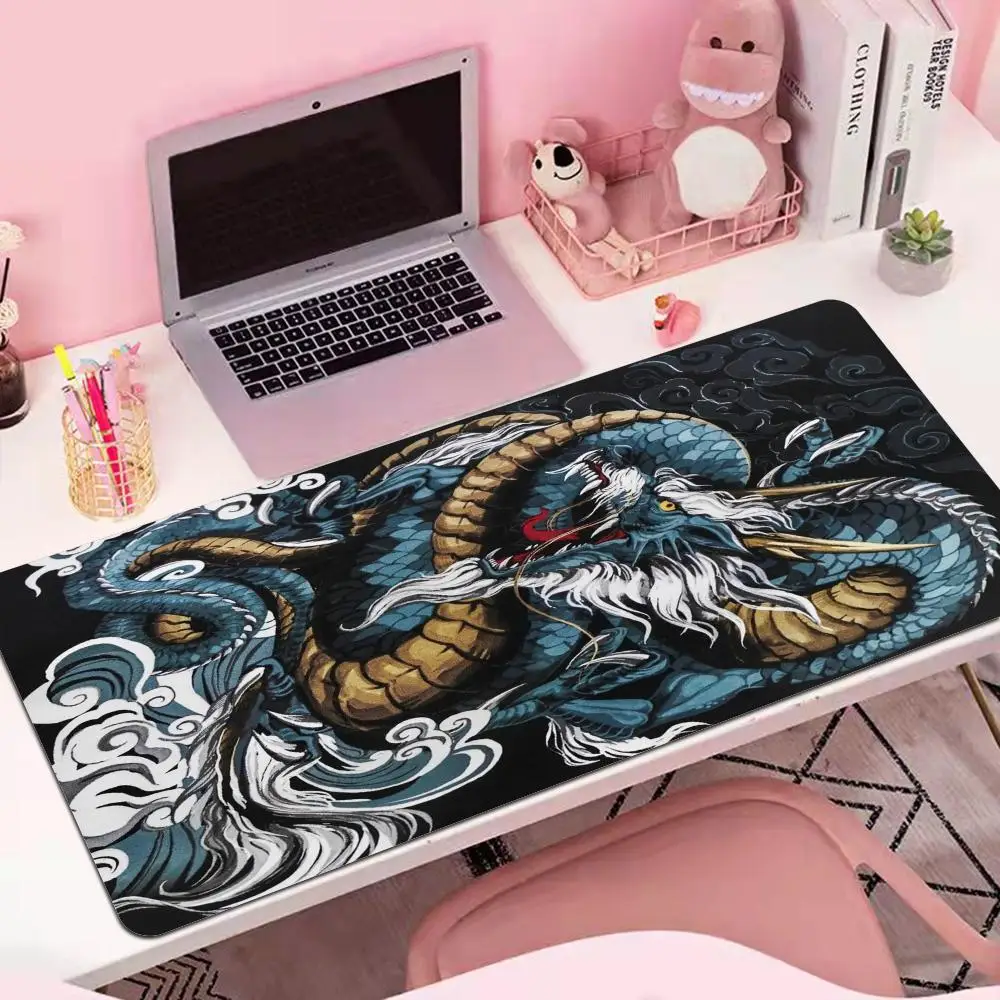 Tiger Black Mouse Pad XXL Gaming Accessories Gabinete Gamer Keyboard Desk Mat Non-Slip Laptop Notebook Mousepad 80X30CM 90X40CM