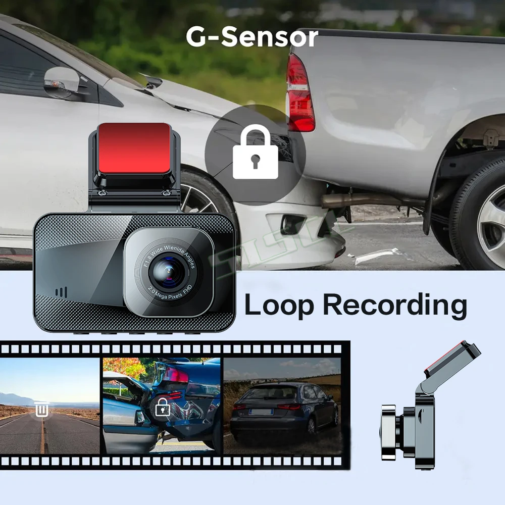 3-Inch Dashcam Wifi Driving Recorder HD 1080p Night Vision Front And Rear View 2way Reversing Image Car Charge Video DVR - Image 3