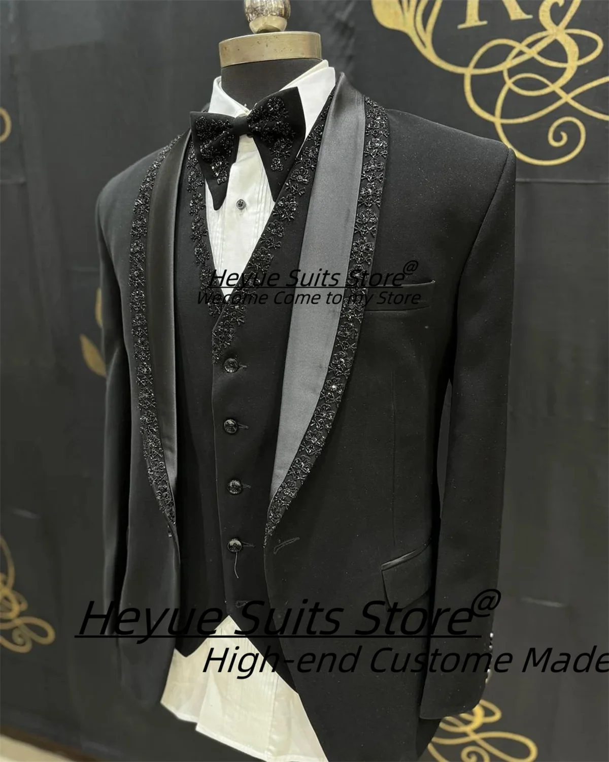 2025 New Male High-end Blazers Slim Fit Shiny Shawl Lapel Groom Wedding Tuxedos Customized Size 3 Pieces Sets Prom Costume Homme
