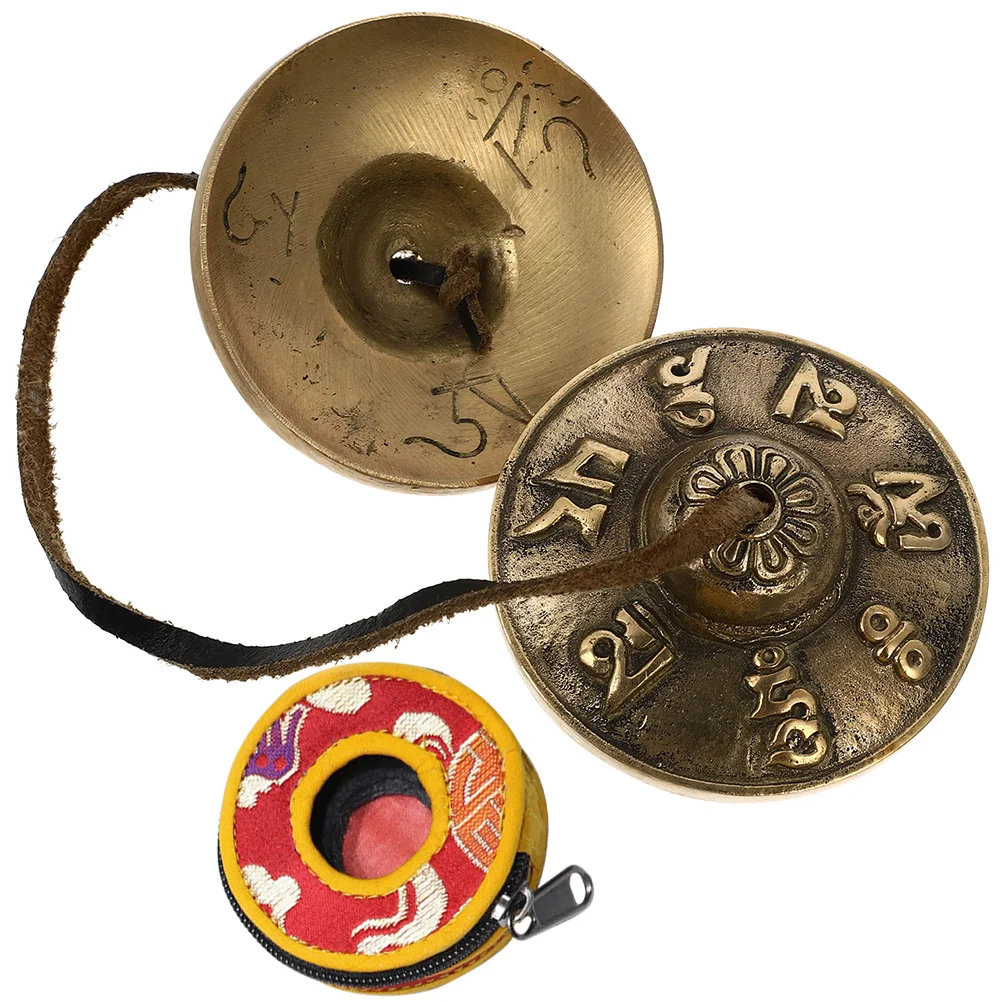 1Set Durable Copper Cymbal Bell Brass Finger Percussion Instrument Yoga Meditation Handmade Tibetan Religious Bell