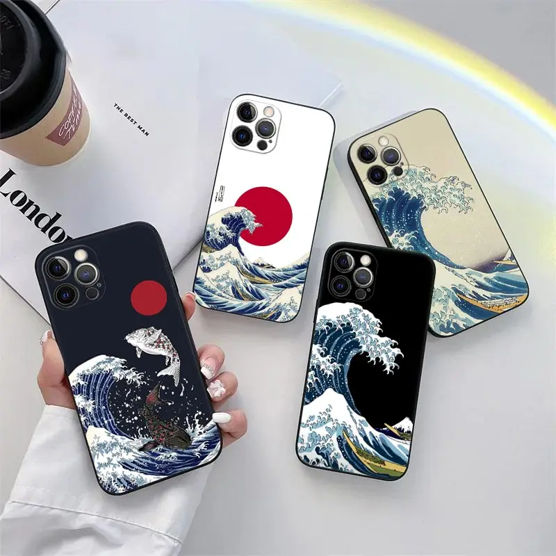 Katsushika Hokusai Japanese Art Great Wave Phone Case for iPhone 11 15 Pro Max Case 14 Plus 13 Pro 12 11 X XS XR 8 SE Soft Cover