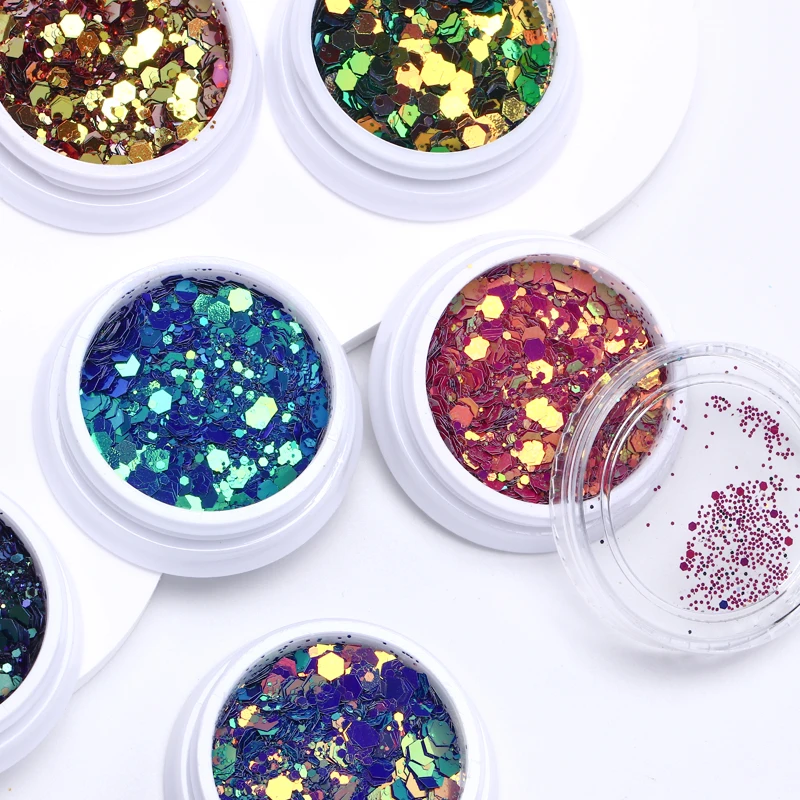 Holo graphische Nail Art Glitter Flakes irisierende Nagel Pailletten mischen Bulk-Dekoration 3d New shiny DIY Nail Art Zubehör