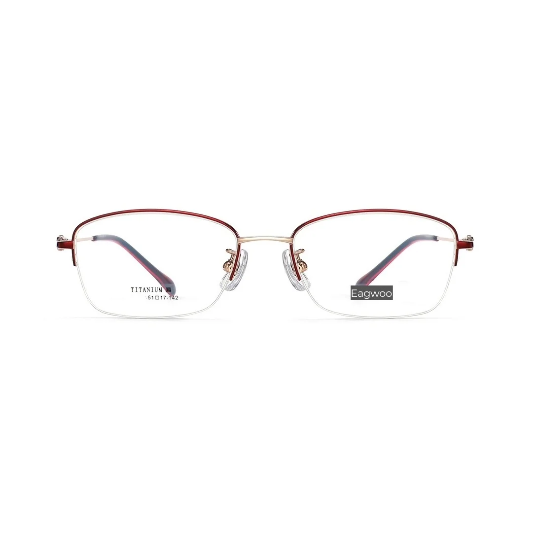 Pure Titanium Eyeglasses Women Glasses Designed Half Rim Flower Designed Elegant Glasses Two Color High Plating Quality