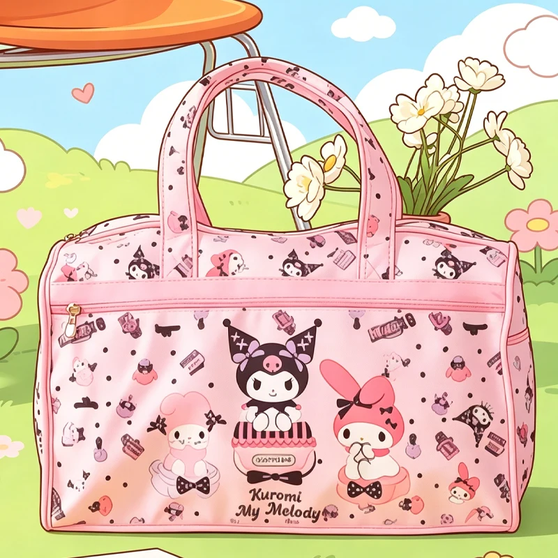 

My Melody Kuromi Travel Storage Bag Cartoon Cute Duffel Bag Large Capacity Kawaii Portable Storage Bag Bags for Woman