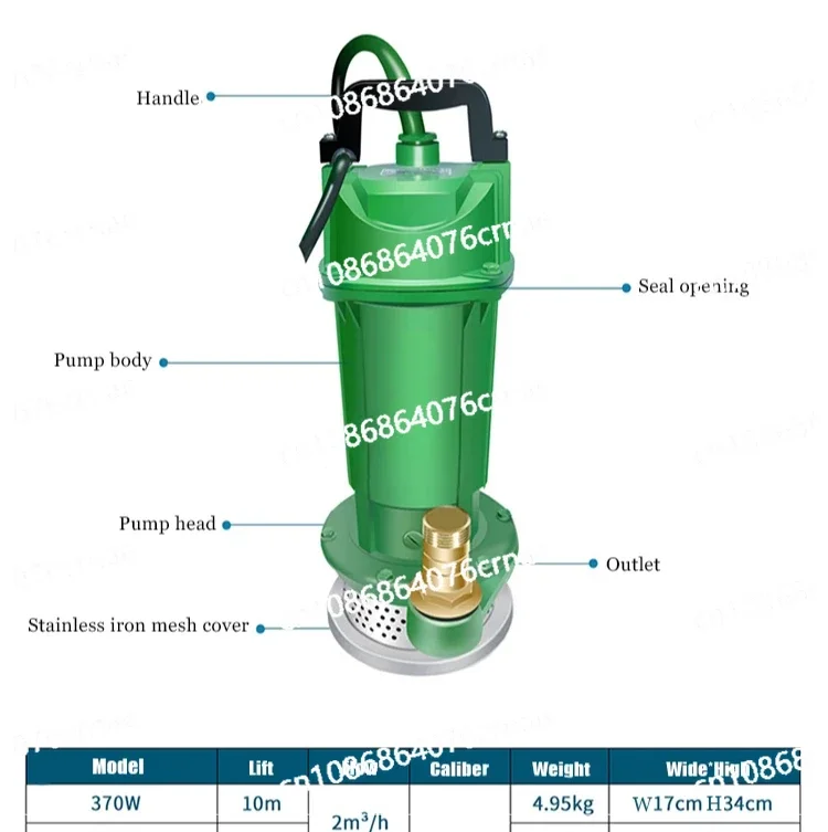 Portable Submersible Sewage Pump  Slurry  Mud Suction for Dirty Water