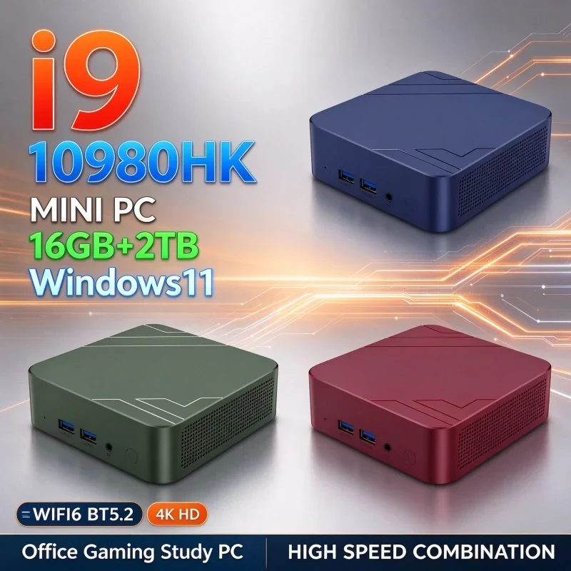 New Mini Desktop PC Intel Core I9 10980HK 16GB RAM 1TB/2TB SSD Windows11 WiFi6 4K Display Portable Computer For Gaming & Office