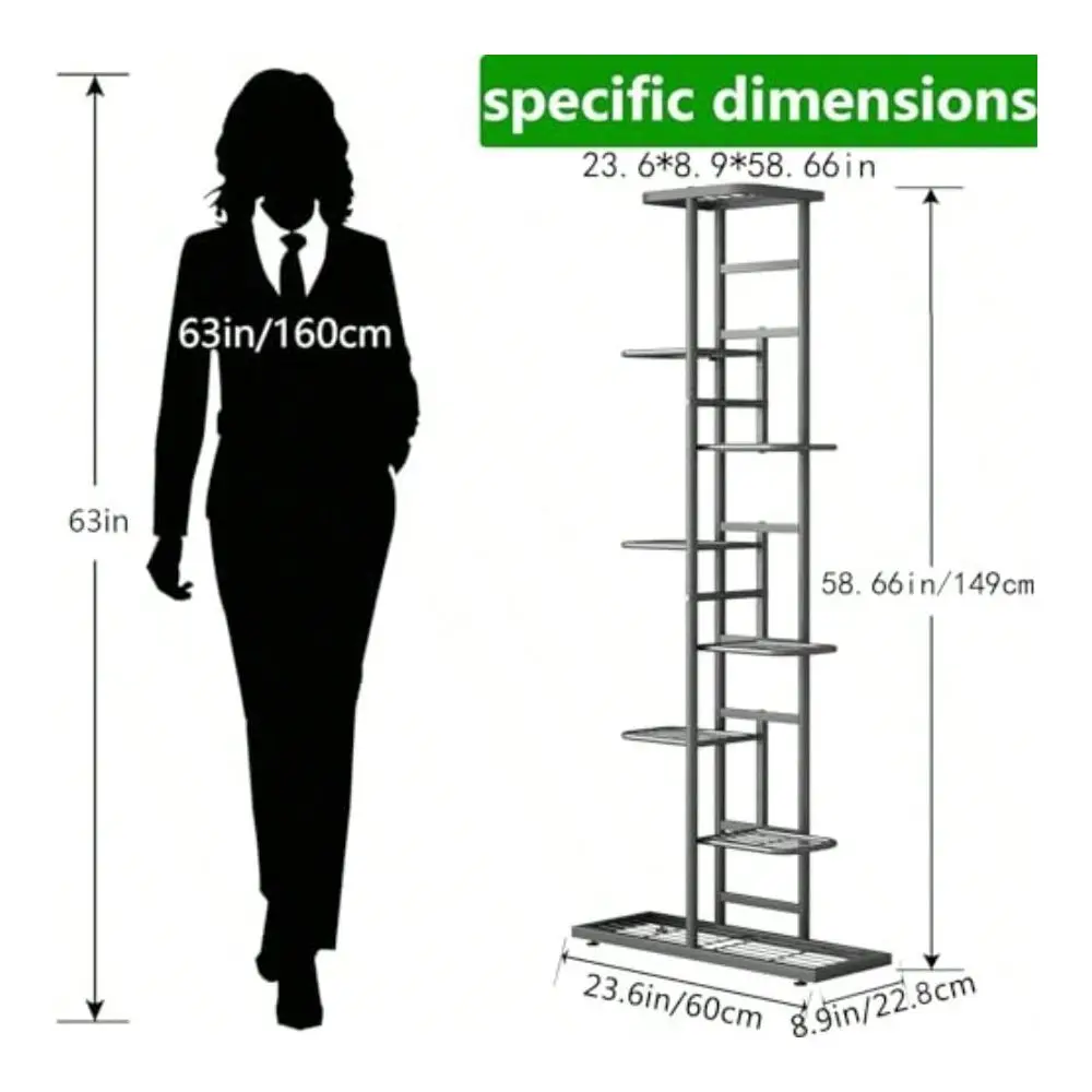 

Plant Stand Indoor Outdoor Metal 8 Tier 9 Potted Multiple Flower Pot Holder Shelf Indoor Outdoor Planter Display Shelving Unit