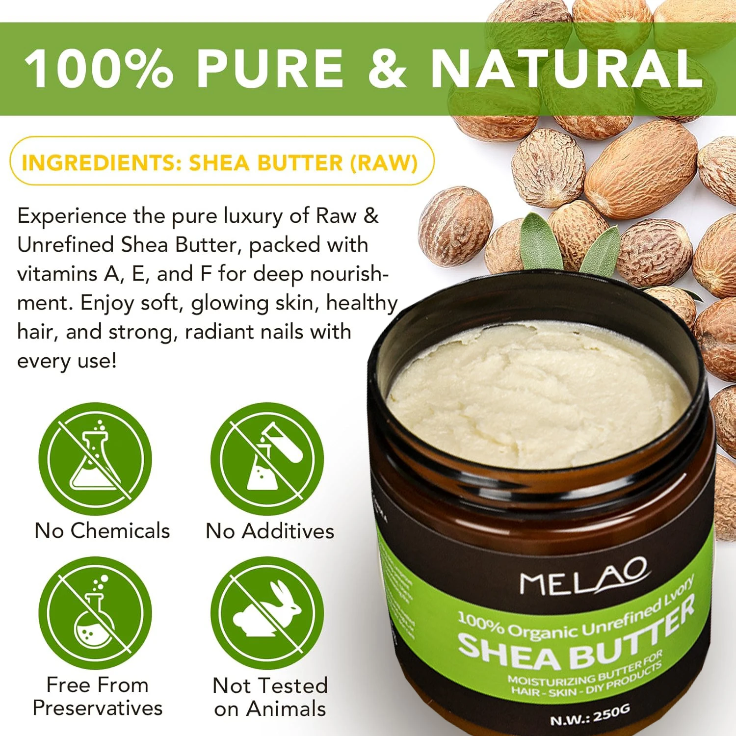 Natural Shea Butter Organic Re - Shea Butter Raw recension och pris
