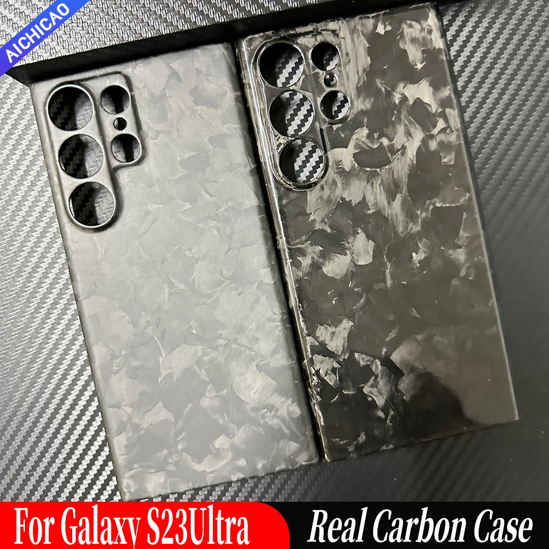 ACC- Luxury Real Carbon Fiber Phone Case for Samsung S23, Ultra Textured, Bright Black Carbon Fiber, Business Style Shell