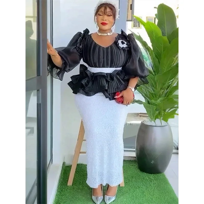 

Plus Size Evening Dresses for Women African Luxury Sequin Gown Elegant Turkey Wedding Party Long Dress Ankara Ladies Clothing