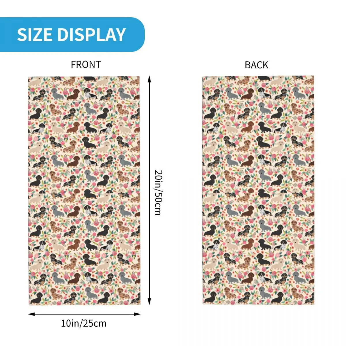 Dachshund Dogs Vintage Florals Bandana Neck Cover Printed Balaclavas Wrap Scarf Multifunctional Headwear Riding Unisex Adult