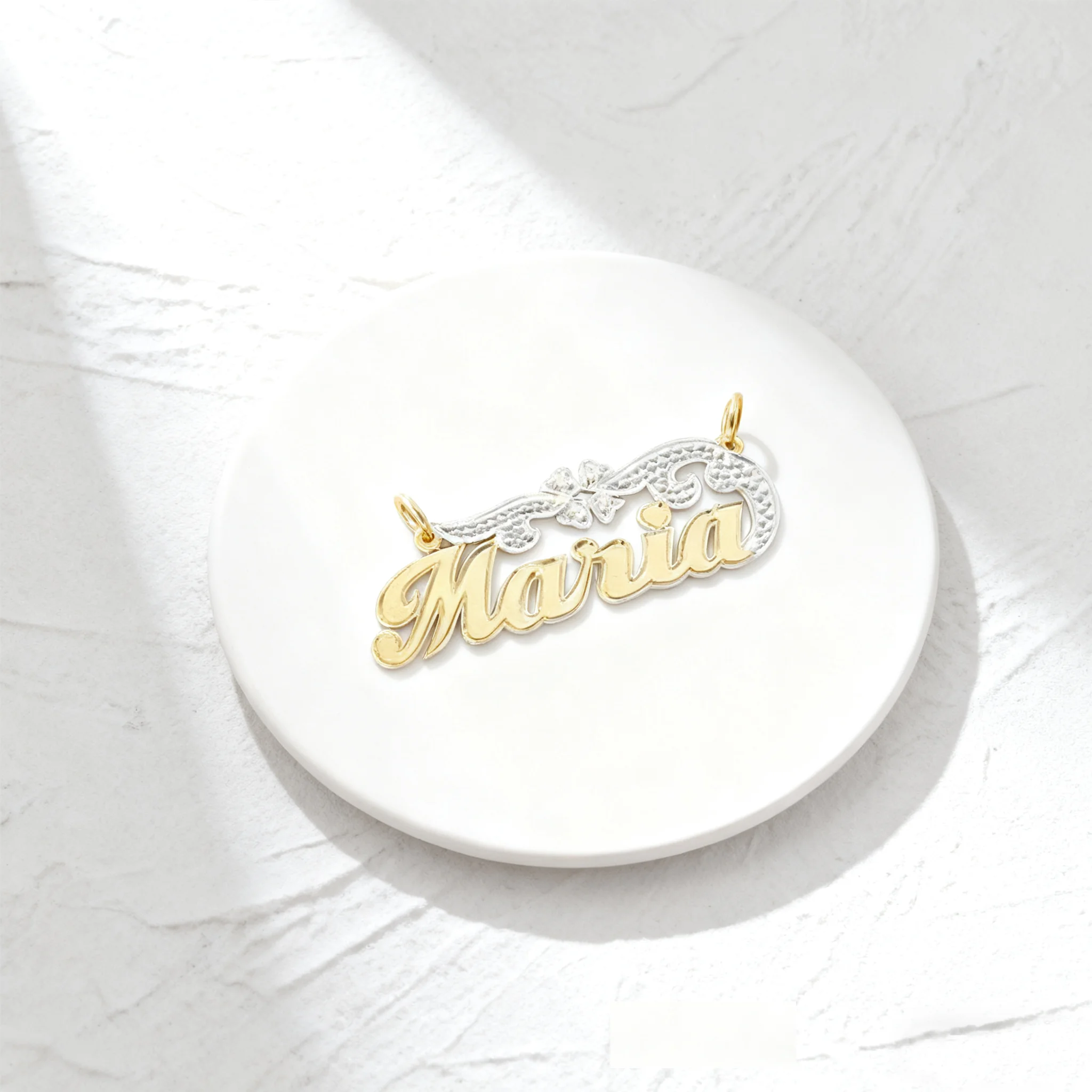 

18K Gold Two Tone Custom Name Necklace Personalized Flower Pendant Stainless Steel Jewelry Gift for Her Women Birthday Christmas