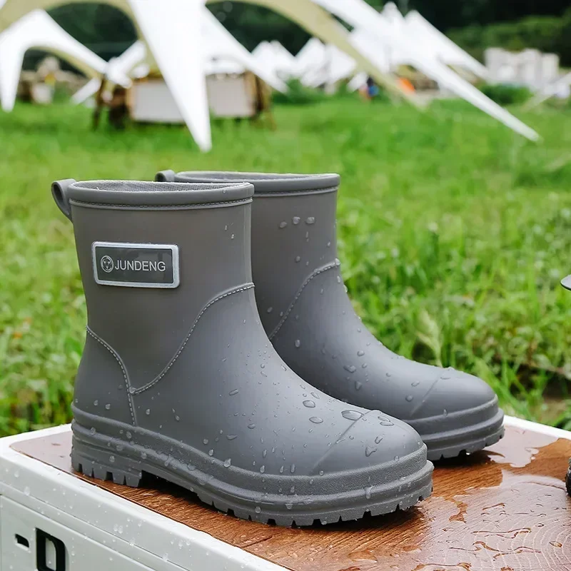 Fashion Rain Boots for Women's Platform Heightening Rain Shoes Womens Outer Car Wash Work Rubber Shoes Waterproof Mid-calf Boots