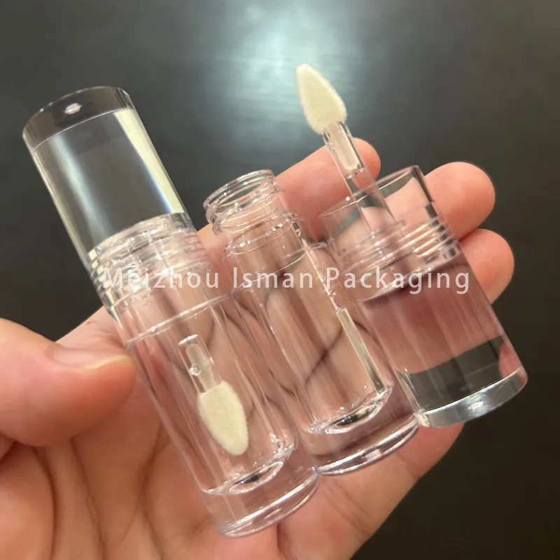 50 buah wadah Lip Gloss Mini lucu Semua bening kemasan minyak bibir pendek mewah 3ML tabung Lip Gloss transparan kosong dengan kuas