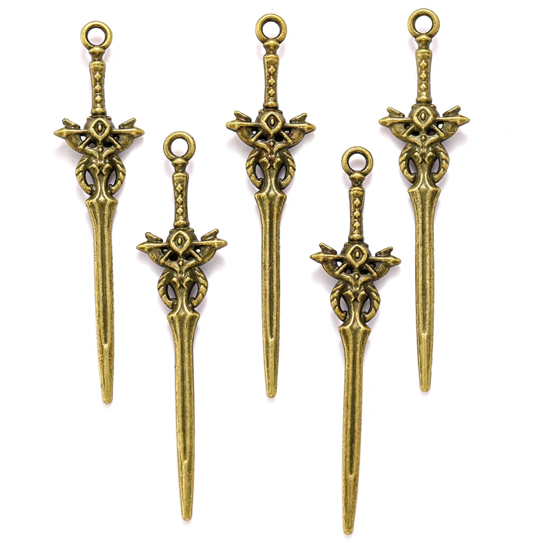 10PCS 5 colors Mixed Alloy Charms Knight Sword Knife Gun Weapons Pendant For DIY Handmade Jewelry Material M97