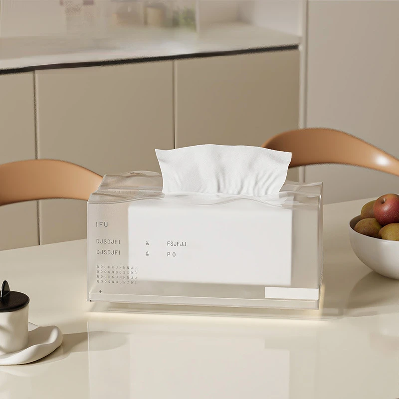 

Desktop Tissue Box Creative Translucent Tissue Case with Spring Nordic Style Kitchen Table Napkins Box Bathroom Tissue Container