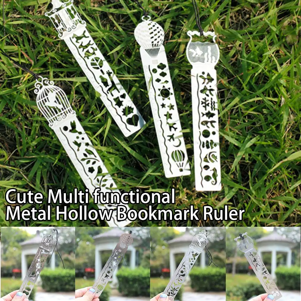 Cute Multifunctional Metal Hollow Bookmark Ruler Student Stationery Office School Supplies Accessories Gift For Kids R3T3