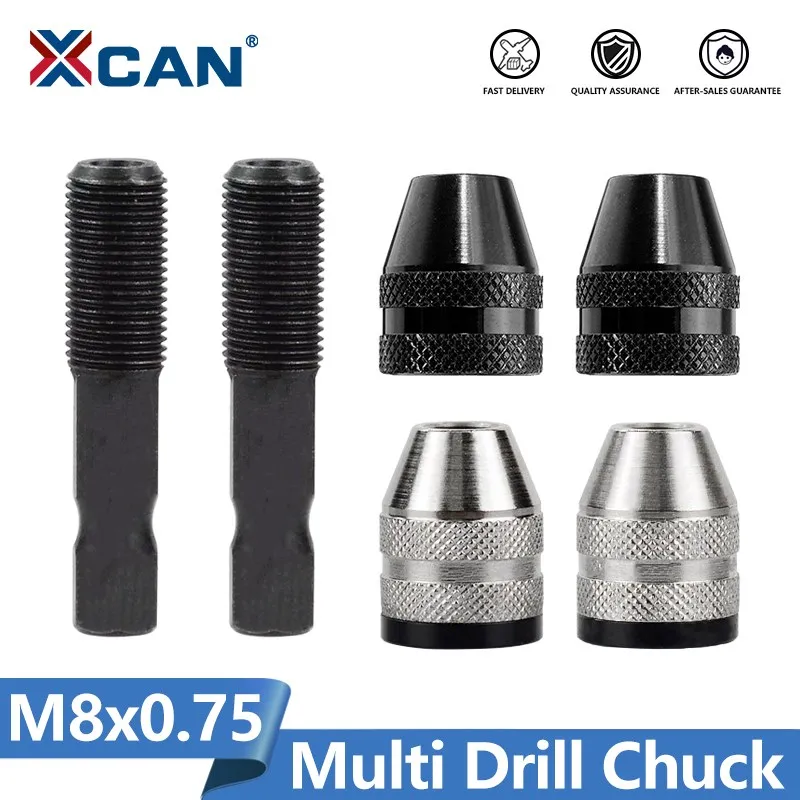 XCAN Drill Chuck M8x0.75 Multi Drill Chuck Keyless with 6.35mm Hex Shank Drill Bits Adapter For Electric Micro Motor Clamp