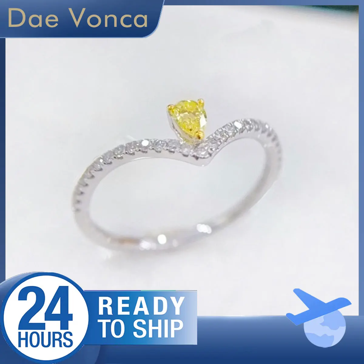 

Кольцо с бриллиантом грушевидной огранки из белого золота 18 карат Необычное желтое кольцо с бриллиантом в лаборатории V-образное кольцо с цветным бриллиантом для женщин в подарок