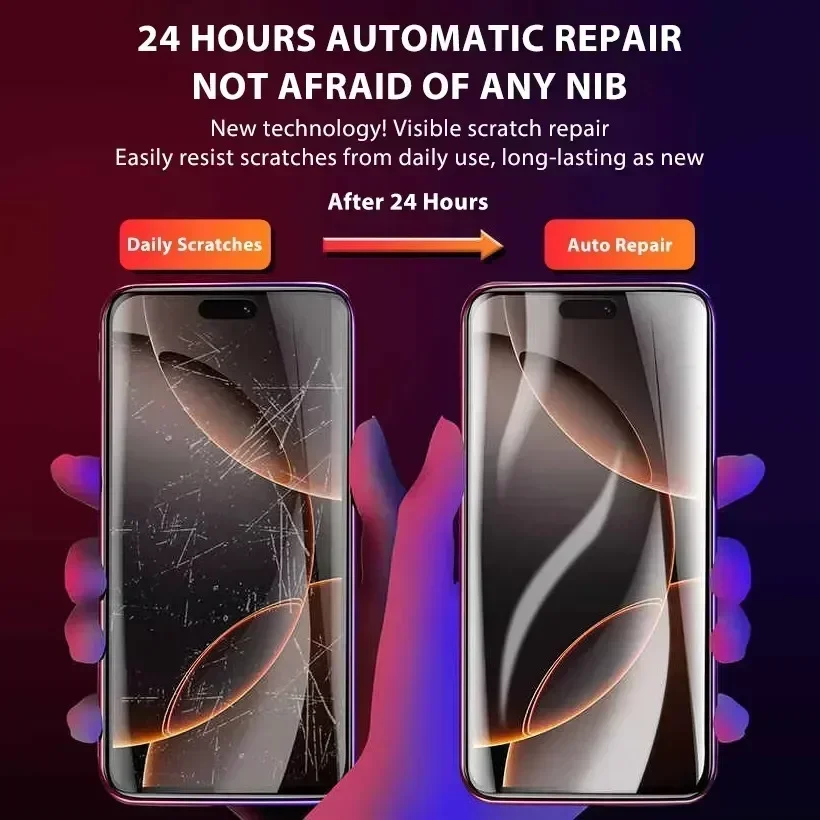 5 Piezas Película de Hidrogel para iPhone 16 14 13 12 11 15 Pro Max Mini 7 8 14 15 16 Plus Protector de Pantalla para iPhone X 17 XS MAX No es Vidrio 5