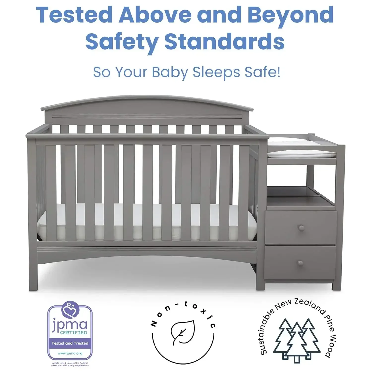 Furniture  Abby Convertible Crib and Changer, Grey 66 discount