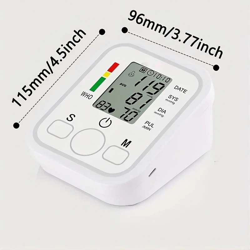 Portable Upper Arm BP Meter Electronic Digital Blood Pressure Monitors Automatic Measurement Shut Off Sphygmomanometer Health