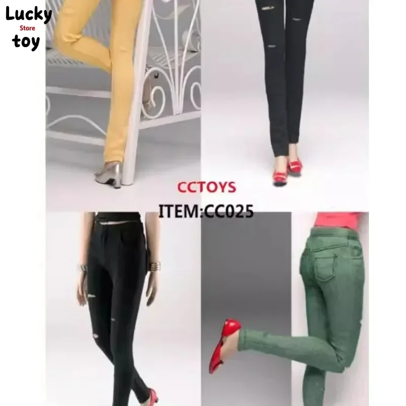 CCTOYS 1/6 Women's Soldier Fashion Pants Casual Ripped Slim Jeans Model for 12inch Soldier Figures Clothes Body Doll Model