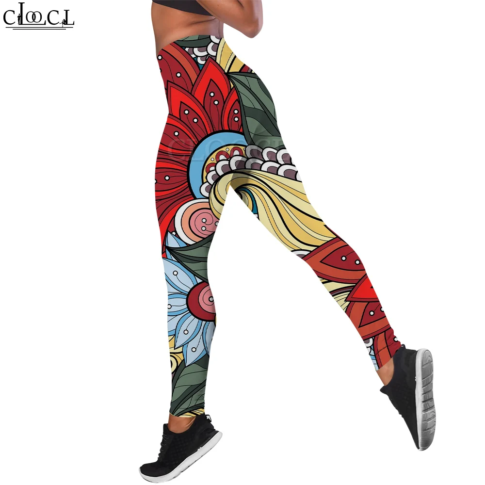 CLOOCL leggings dames yogabroek sportkleding oefening bloemenprint gymleggings hoge taille naadloze mode push-up broek