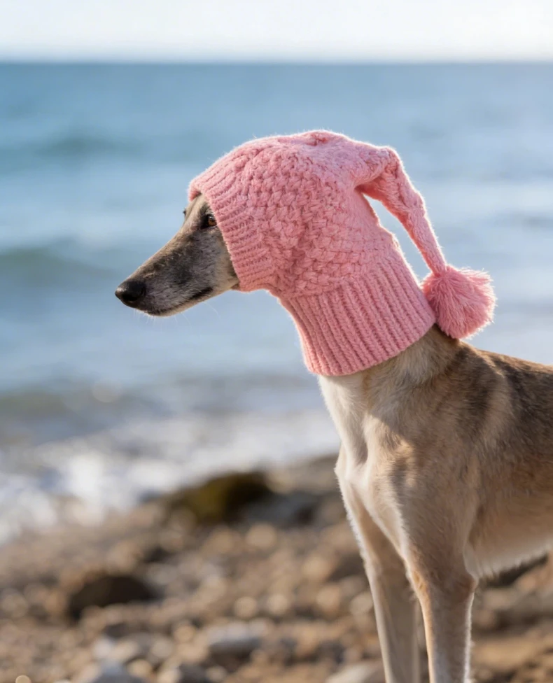 Weiche, dehnbare, gestrickte Hundemütze mit Bommel, winddichte, warme Winter-Hundekopfbedeckung, gemütliche Haustiermütze für Spaziergänge im Freien. – Detail 14