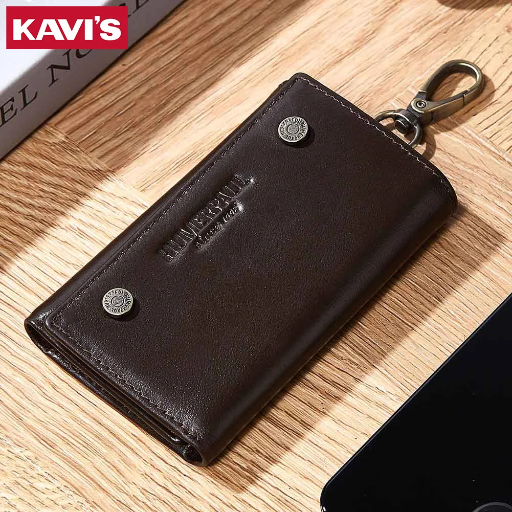 KAVIS 100% genuino per uomo portafoglio senior strato superiore in pelle di mucca con clip per carte portachiavi stile borsa regalo popolare di valore eccellente