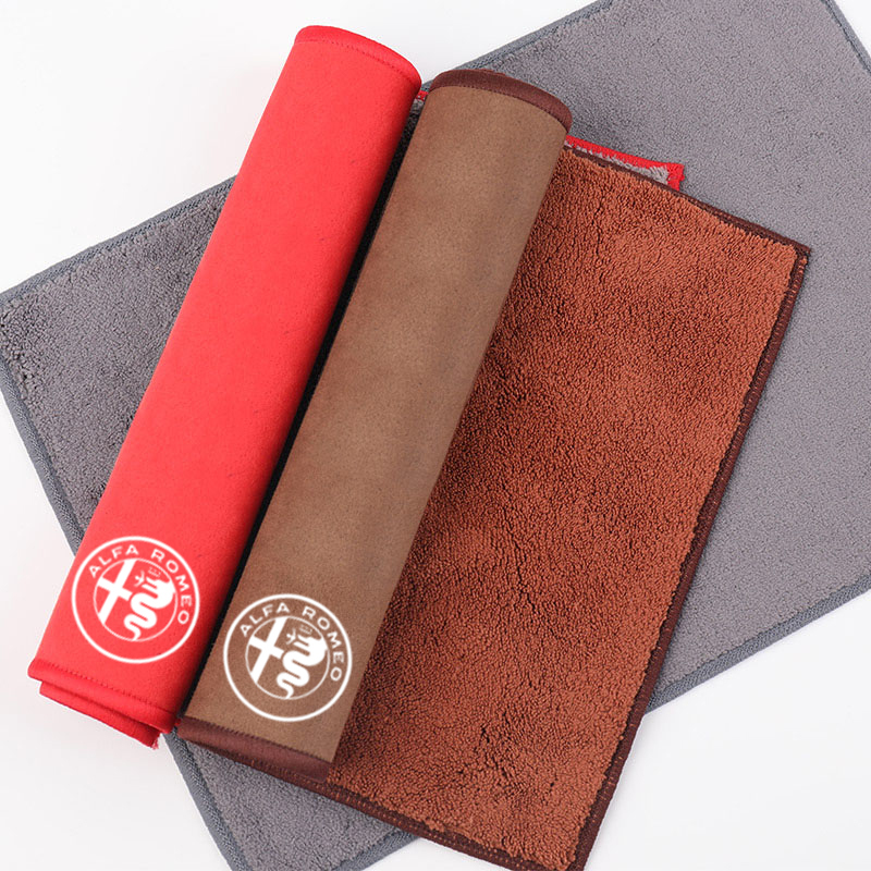  Microfiber Towel Car Cleaning Care Accessories For Alfa Romeo 156 159 147 4C 8C 166 Giulia Giulietta Mito Stelvio Spider GT 