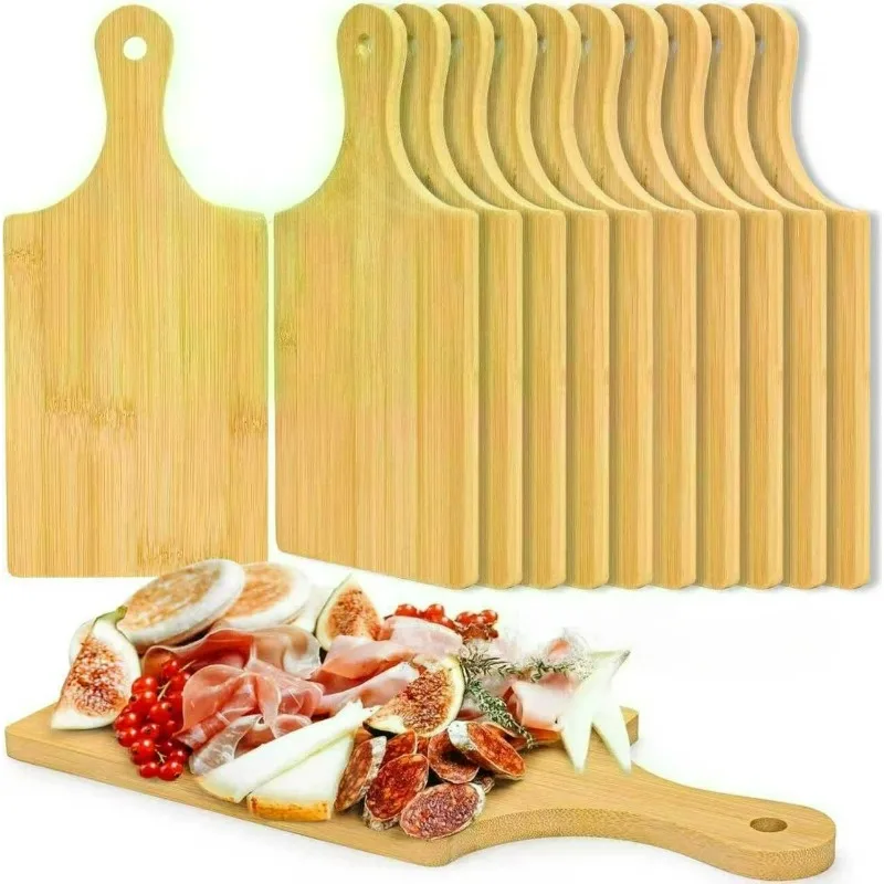 Tablas de Cortar de Madera con Asa, Tablas de Bambú para Servir en la Cocina, para Pizza, Pan, Queso, Charcutería y Verduras