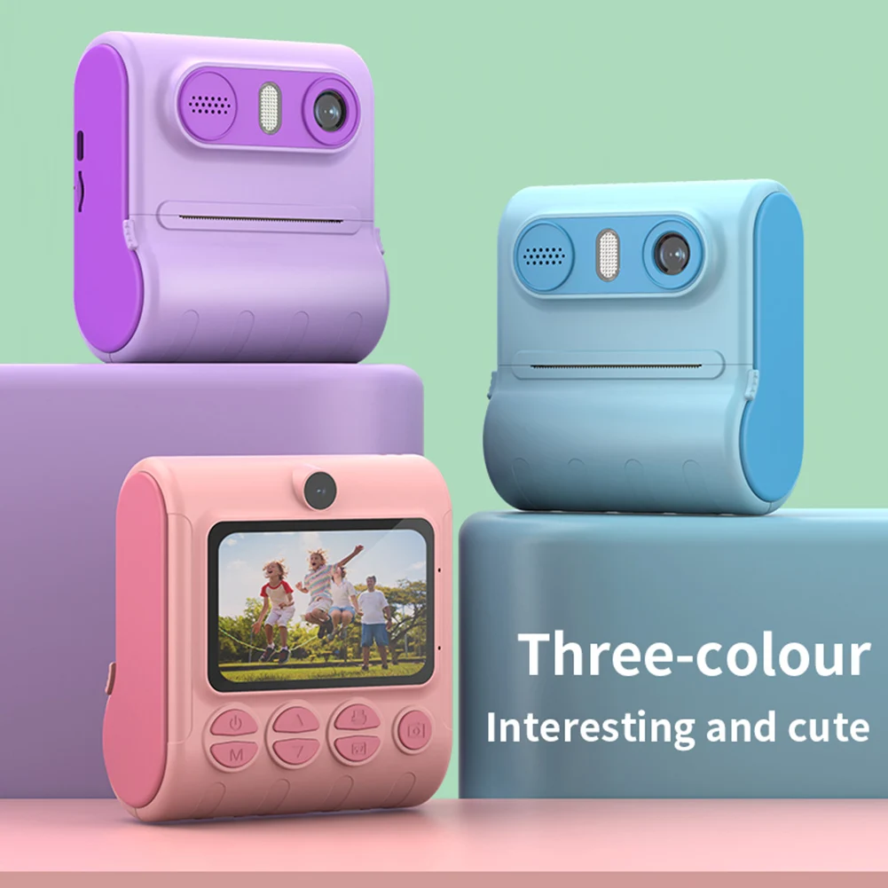 Children 1080P HD Digital Camera Toys Instant Print 1080P Child Selfie Camera Toy 2.4 Inch Thermal Printer for Girls Boys Gift