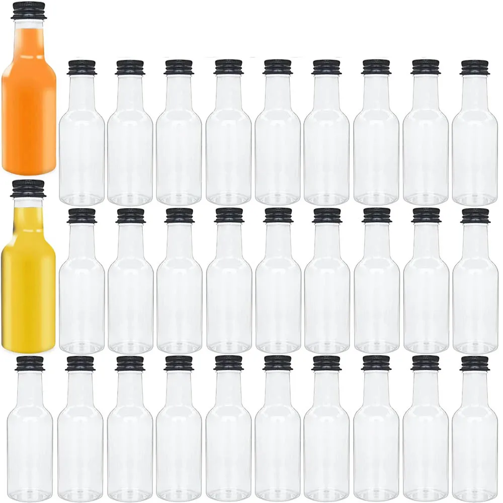 

30 Pack 1.7oz Mini Liquor Bottles with Cap,Plastic Alcohol Bottles,Airtight Plastic Spirit Bottle for Weddings,Party Supplies