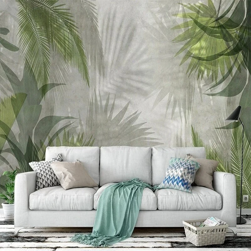 Nordic Style Tropical Plants European Rainforest Plants Southeast Asian Countryside Outdoor Scenery Bedroom Background Wall