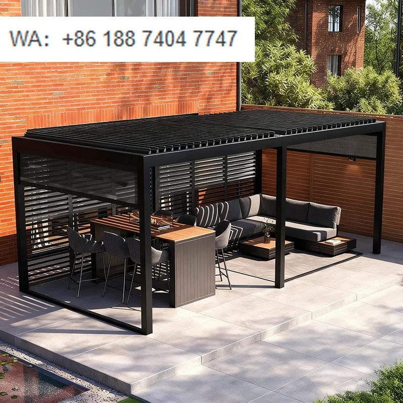 Automatic Pergola Mit Lamellen Motorized Wall Mounted Pergola 3x4 Aluminum Waterproof Bioclimatic Louvered Roof CE Certified