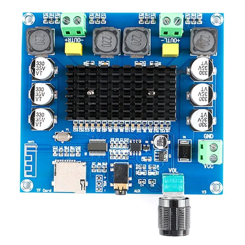 

Высокомощный аудиомодуль AAAEL-XH-A105 2X100 Вт TDA7498 с двумя каналами, Bluetooth и AUX-входом для домашнего кинотеатра и колонок