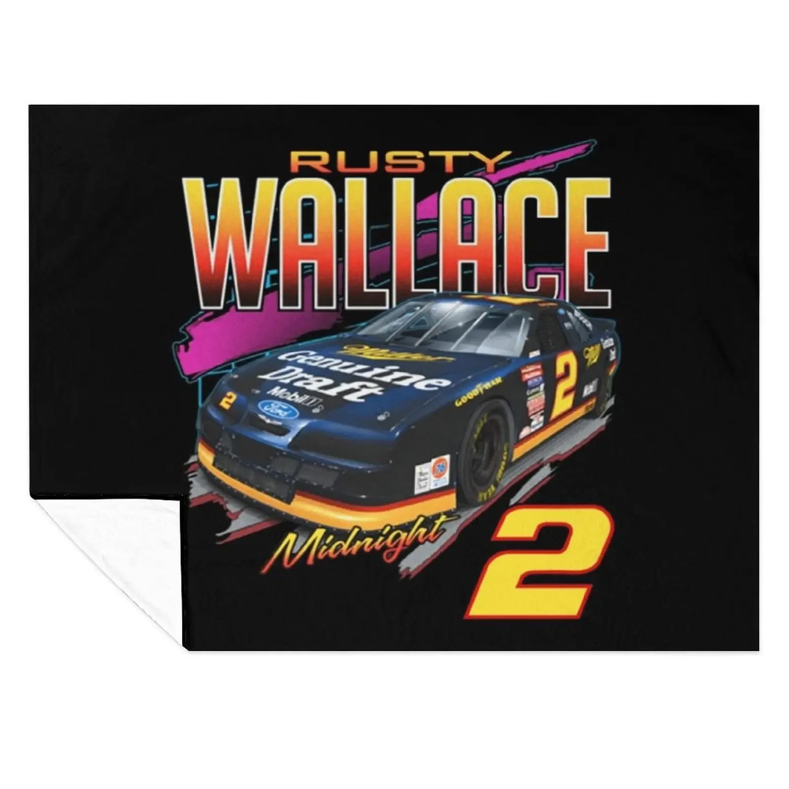 

Rusty Wallace Vintage Nascar Car 2020 Black . Essential . Throw Blanket Shaggy for winter Bed linens For Baby Blankets